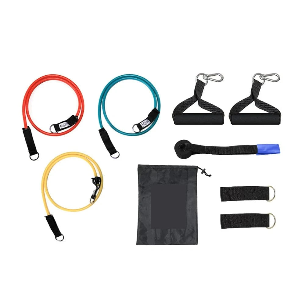 TOMSHOO 1 Set Resistance Bands Set Fitness Rubber Band Yoga Gym Exercise Elastic Loop Band Door Anchor Ankle Straps Set with Bag-WAYBIKER