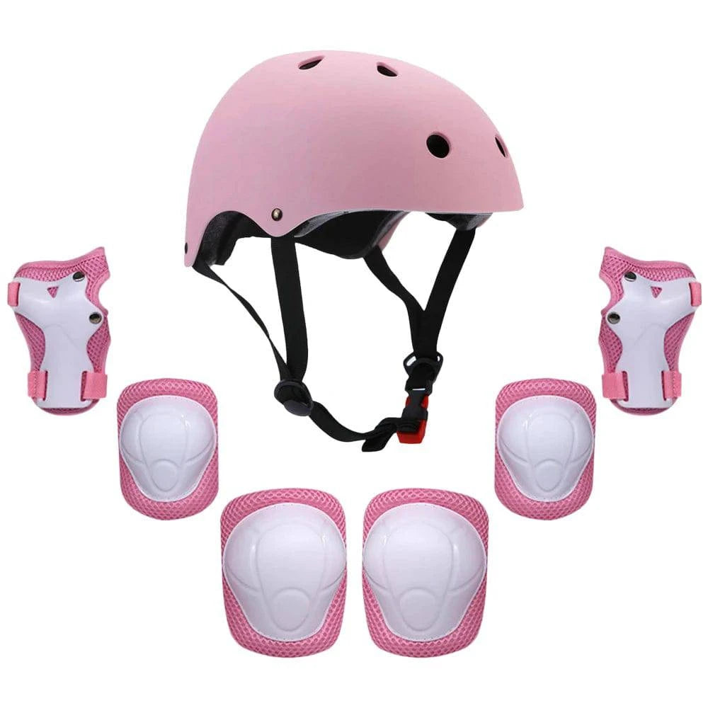 Kids 7 in 1 Helmet and Pads Set Adjustable Kids Knee Pads Elbow Pads Wrist Guards for Scooter Skateboard Roller Skating Cycling-WAYBIKER