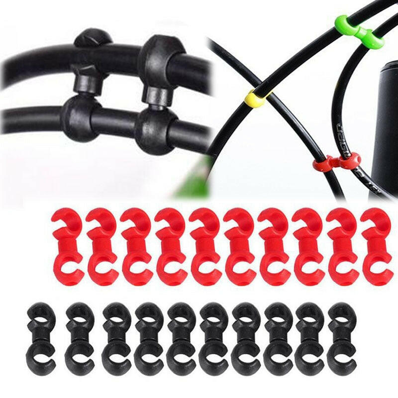 10Pcs/Set S Buckle Bike Brake Derailleur Shift Clips Buckle Cable Line Tube Rotatable MTB Brake Line Clip Ring Clasp-WAYBIKER
