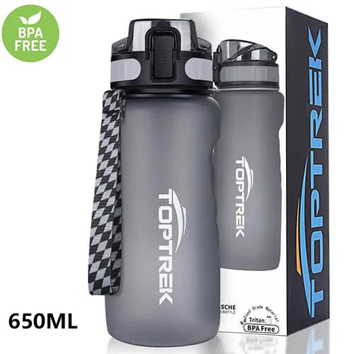 Toptrek Sport Water Bottle 650ML/1000ML BPA Free Drinkware Outdoor Drinking Waterbottle Protein Shaker Leak-Proof My Drink Bottl-WAYBIKER