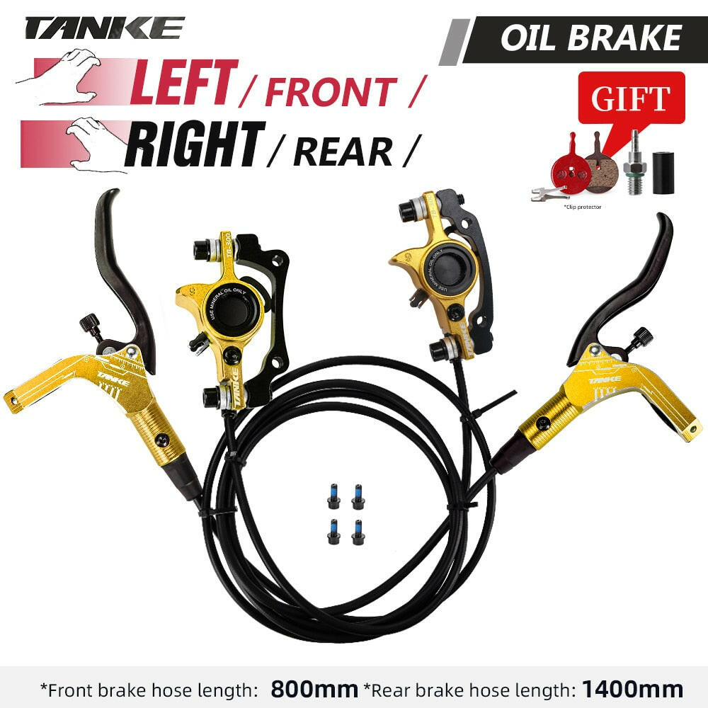 TANKE MTB Bike Hydraulic Disc Brake Set 160mm Rotors Oil Calliper Plate Front Rear Mountain Bicycle Clamp 22.2mm Handle A Pillar-WAYBIKER