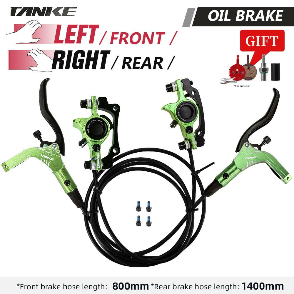 TANKE MTB Bike Hydraulic Disc Brake Set 160mm Rotors Oil Calliper Plate Front Rear Mountain Bicycle Clamp 22.2mm Handle A Pillar-WAYBIKER