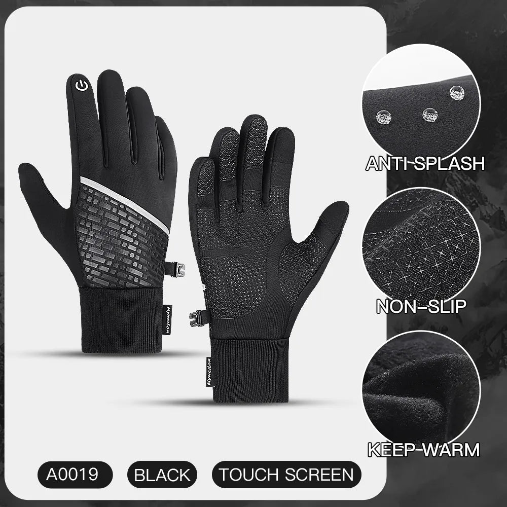 Winter Gloves Warm Touchscreen Full Finger Cycling Gloves Waterproof Sport Gloves Bike Skiing Motorcycle Riding-WAYBIKER