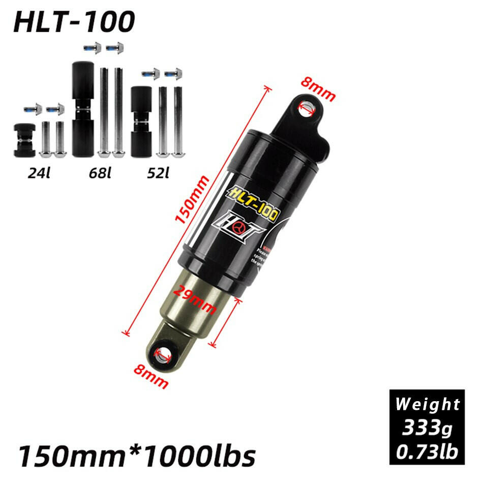 HTL-100 mountain bike rear shocks / 125/150/165 / 185mm 850/1000 lbs aluminum alloy spring Shock for e-bike snowmobile-WAYBIKER