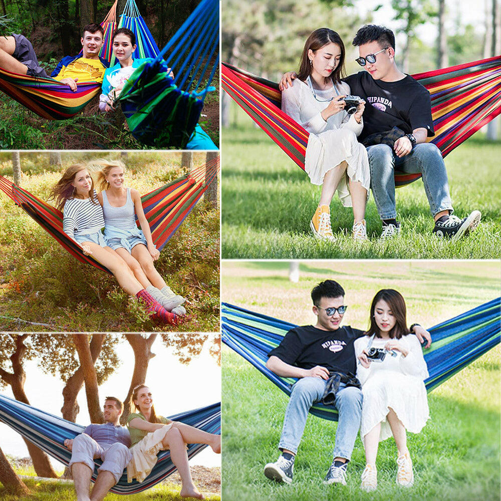 Portable Indoor/Outdoor Hanging Garden Canvas Hammock Canvas Bed Camping Hanging Porch Backyard Swing Chair Travel