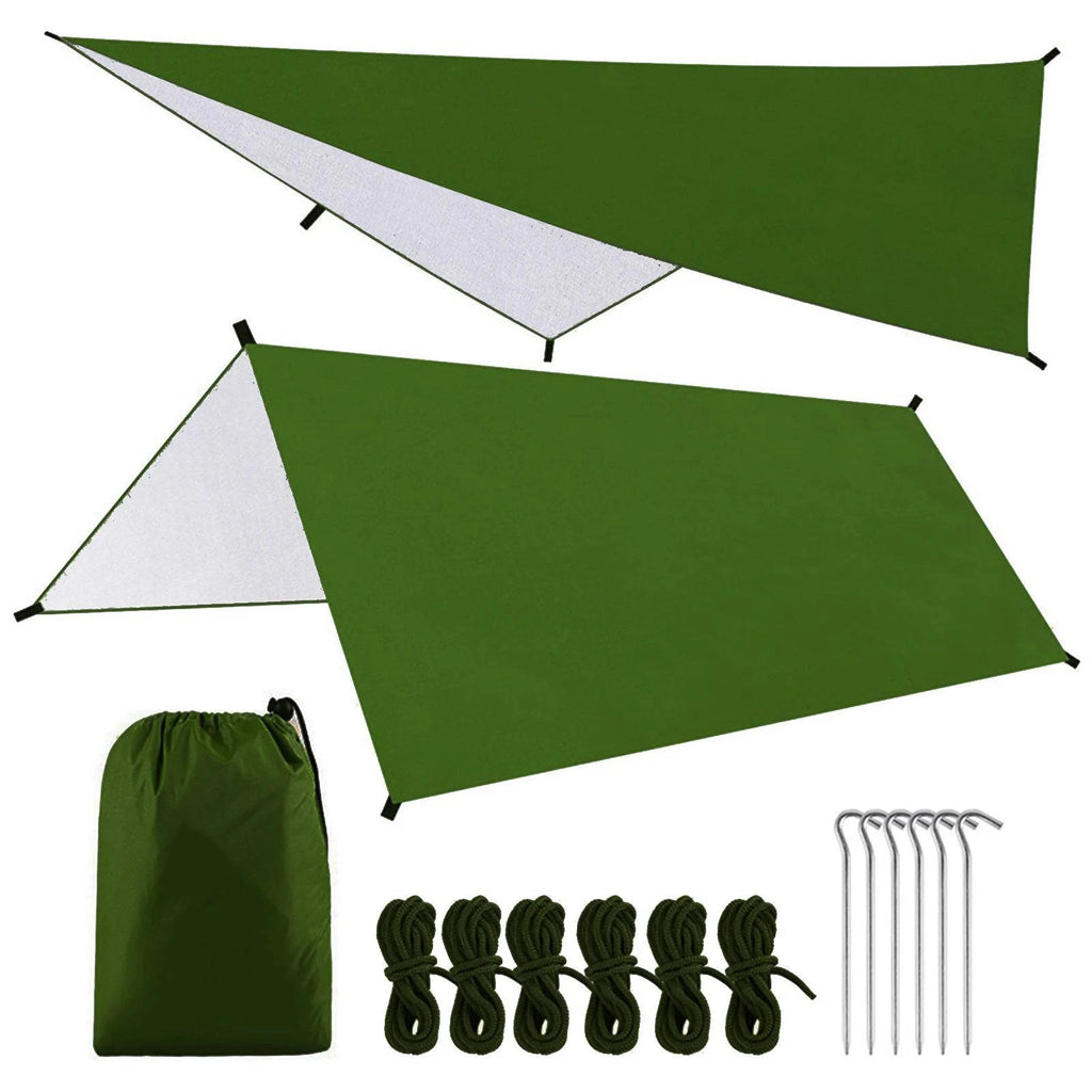 9.8 * 9.8ft Waterproof Outdoor Camping Tarp Awning Sunshade Hammock Tent Rain Shelter Picnic Mat Tarpaulin Canopy Beach Blanket-WAYBIKER