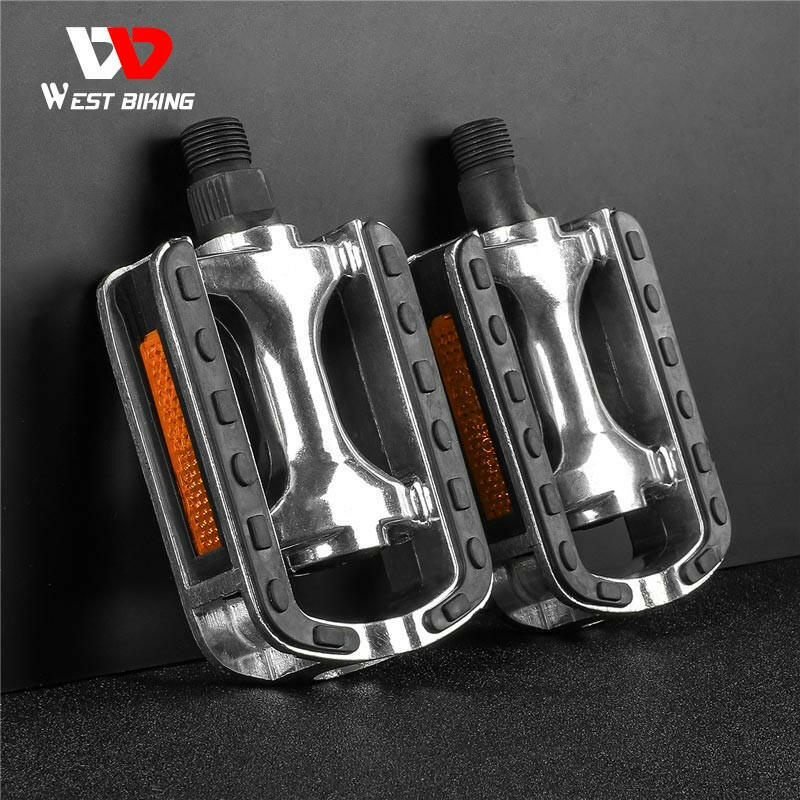 WEST BIKING Bike Pedals Anti-slip Aluminum Alloy Ultralight Cycling Pedals 14mm Thread Diameter Mountain Road Bicycle Pedal