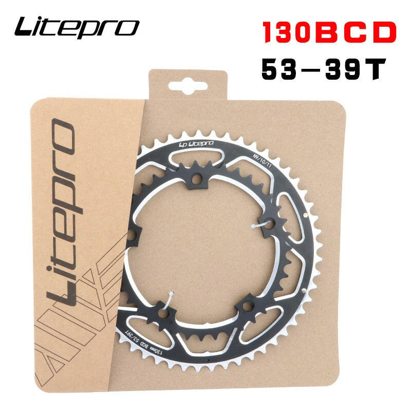 Litepro 53-39T Road Bike Crank Chainring Aluminum Alloy CNC 9/10/11 Speed Folding Bike Double Chain Wheel Crankset Litepro-WAYBIKER