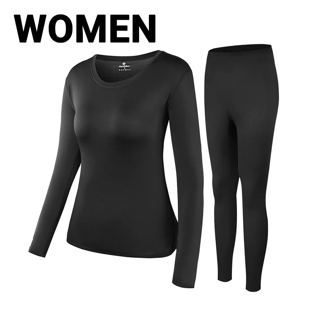 HEROBIKER Men's Thermal Underwear Sets Outdoor Sports Hot-Dry Winter Warm Thermo Underwear Bicycle Skiing Long Johns Base Layers-WAYBIKER