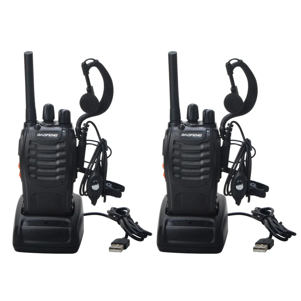 2pcs Baofeng Walkie Talkie BF-88E PMR 0.5W 16CH UHF 446.00625-446.19375MHz 12.5KHz Channel Separation with USB Charger Headset-WAYBIKER