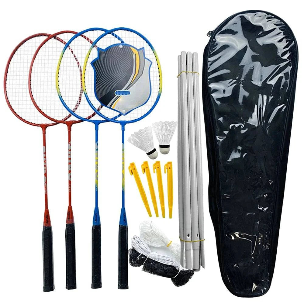 Sports Badminton Set  4 PCS Badminton Rackets 2 Shuttlecock Balls Birdies Net Adjustable Polls Beach Backyard Combo Set Games-WAYBIKER