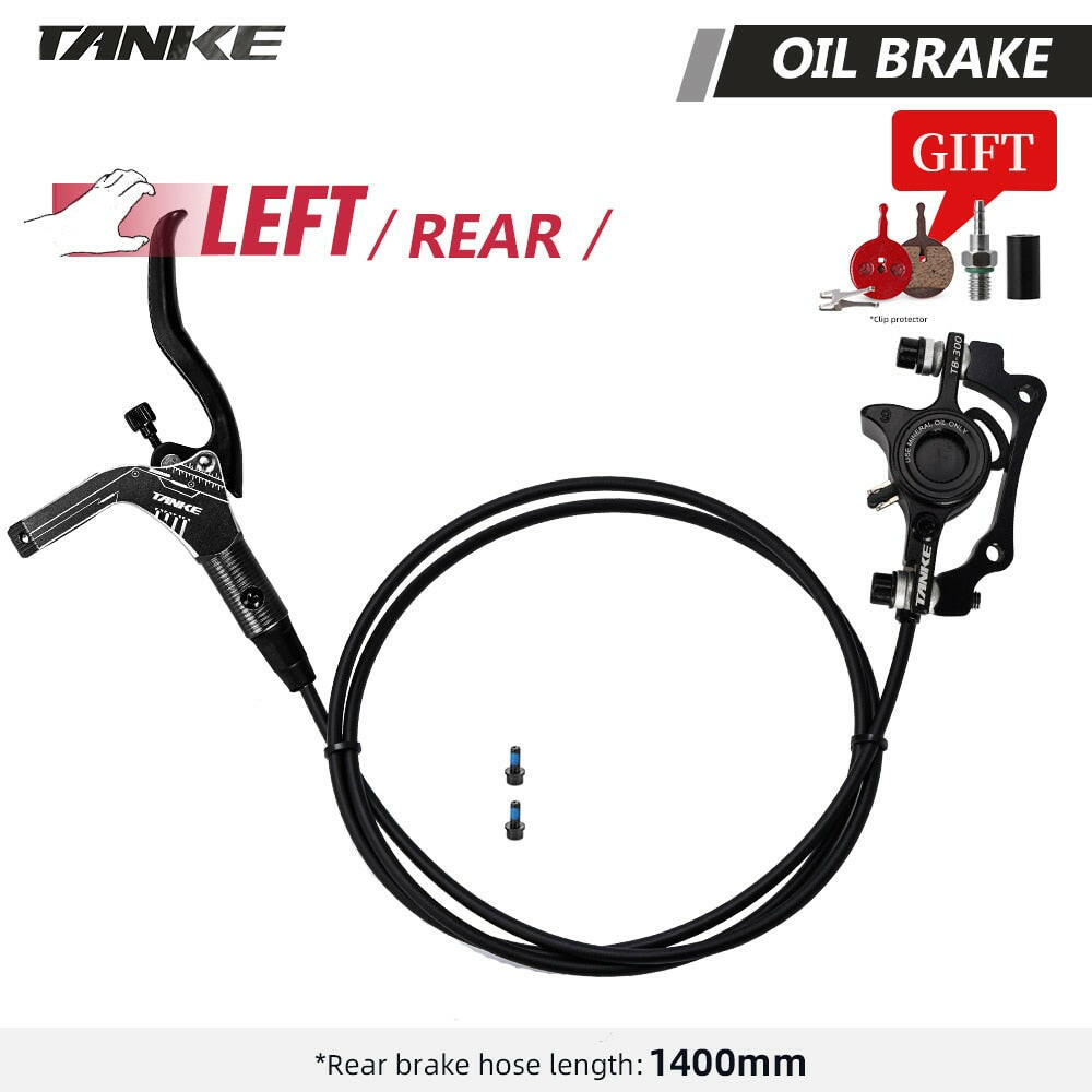 TANKE MTB Bike Hydraulic Disc Brake Set 160mm Rotors Oil Calliper Plate Front Rear Mountain Bicycle Clamp 22.2mm Handle A Pillar-WAYBIKER