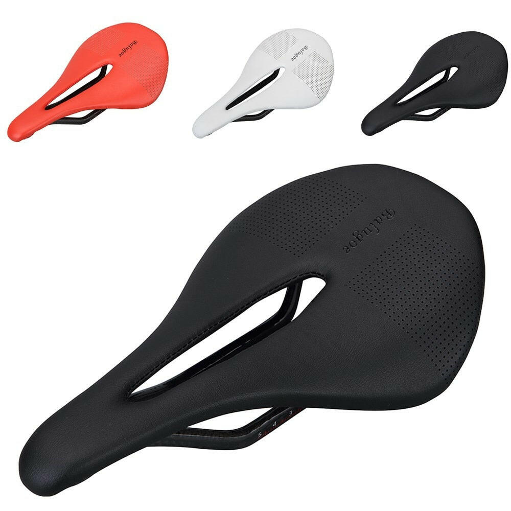 Carbon+Leather Road Bike Saddle MTB Bicycle Saddles Mountain Bike Racing Saddle PU Breathable Soft Seat Cushion Carbon Rails-WAYBIKER