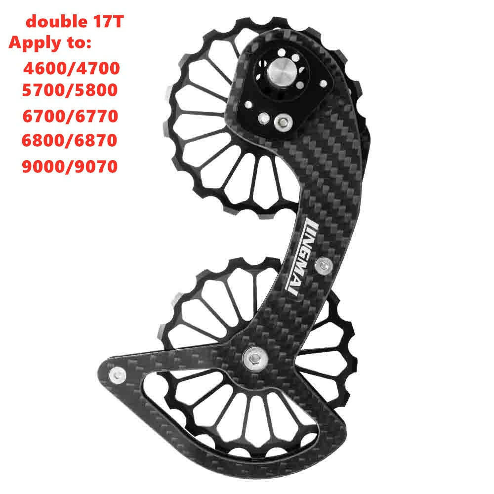 Bicycle Carbon Fiber Ceramic Rear Derailleur 17T Pulley Guide Wheel for 6800  5800 4700 9000 6700 4800 5700bicycle Accessories-WAYBIKER