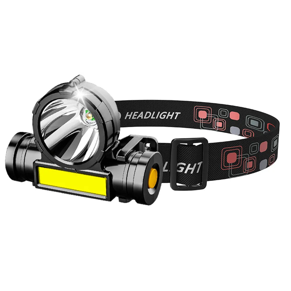 Super Rechargeable Headlight Cob Rechargeable Head-mounted Flashlight Led Fishing Waterproof Rechargeable Strong Headlight-WAYBIKER