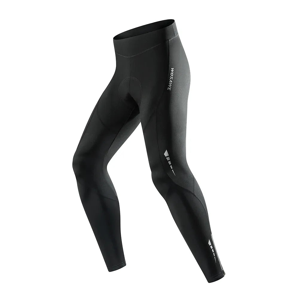 WOSAWE Mens Winter Fleece Cycling Pants Warm Up Bicycle Pant Cushion MTB Ride Bike Trousers Outdoor Sports Reflective Tights-WAYBIKER