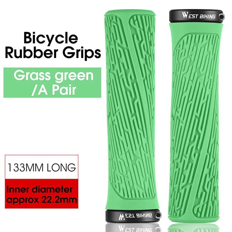 WEST BIKING MTB Handlebar Grips Colorful Mountain Bike Silicone Grips Non-slip Bike Handles Cover Shock Absorption Lock On Grips-WAYBIKER