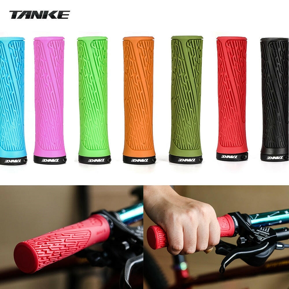 TANKE folding Bike Handlebar Grip Silicone handle grip 1Pair MTB Mountain road Bicycle Cover Anti-slip Strong Support Single-WAYBIKER