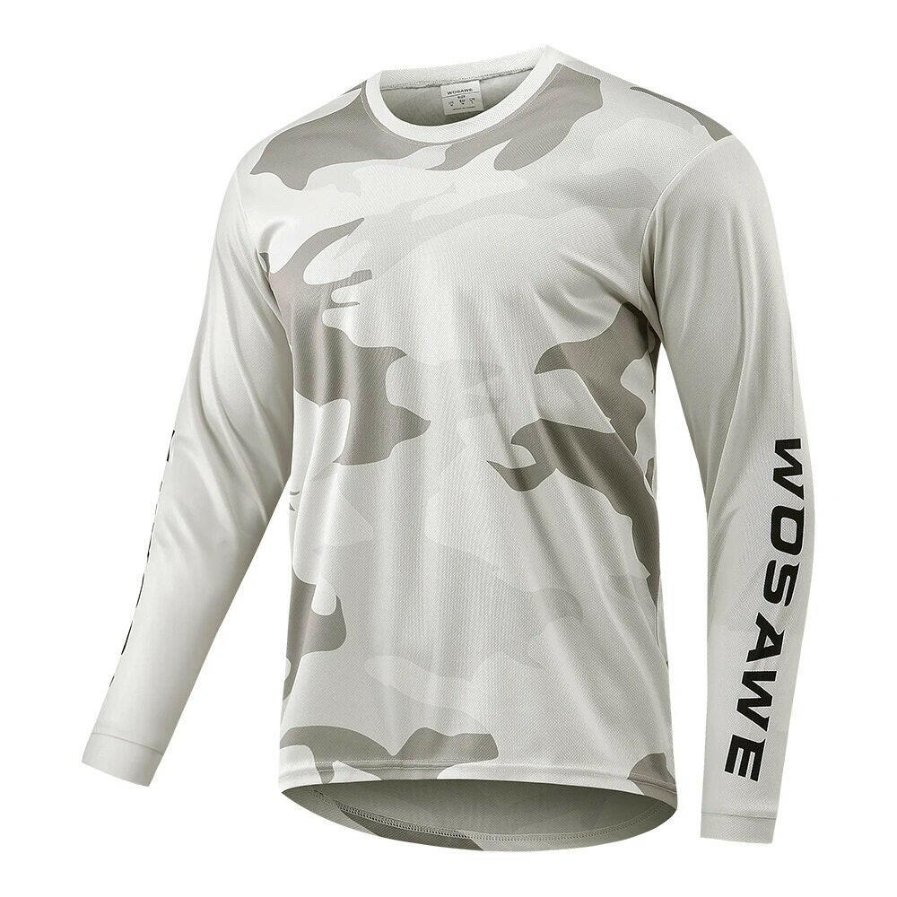 WOSAWE Men's Downhill Jerseys Mens Long Sleeve Cycling Jersey Mountain Bike MTB Enduro Trail Racing Top-WAYBIKER