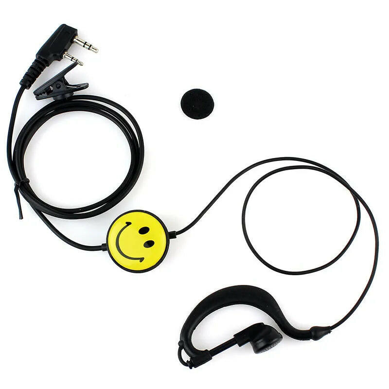 Earwear Headphone Walkie Talkie  Two Way Ham Radio Headset 2 Pin Earpiece For Baofeng Earphone K Plug Accessories Smile Face-WAYBIKER