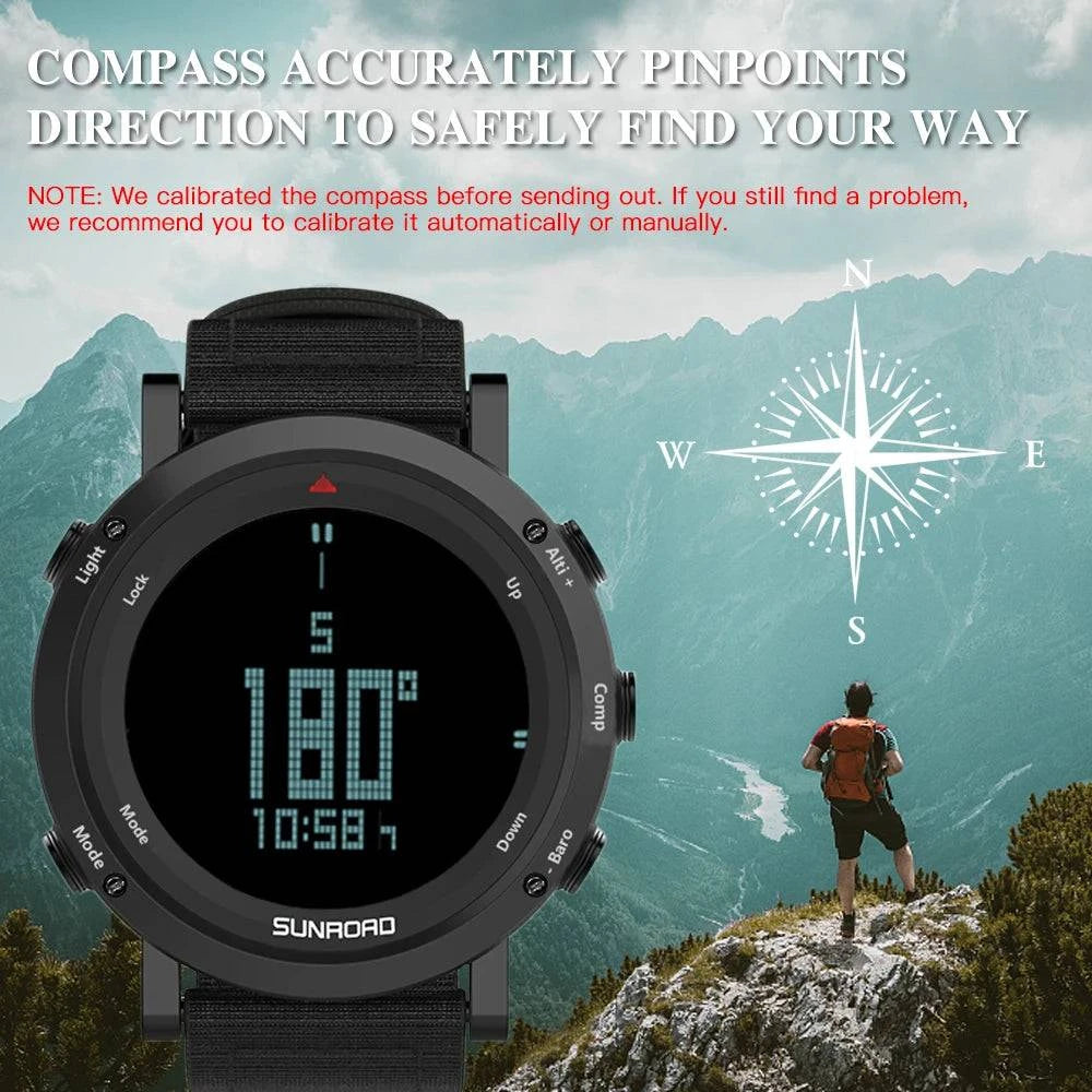 Men Digital Watch Barometer Altimeter Compass Thermometer 50m Waterproof Outdoor Sports Wristwatch for Mountaineering Running-WAYBIKER