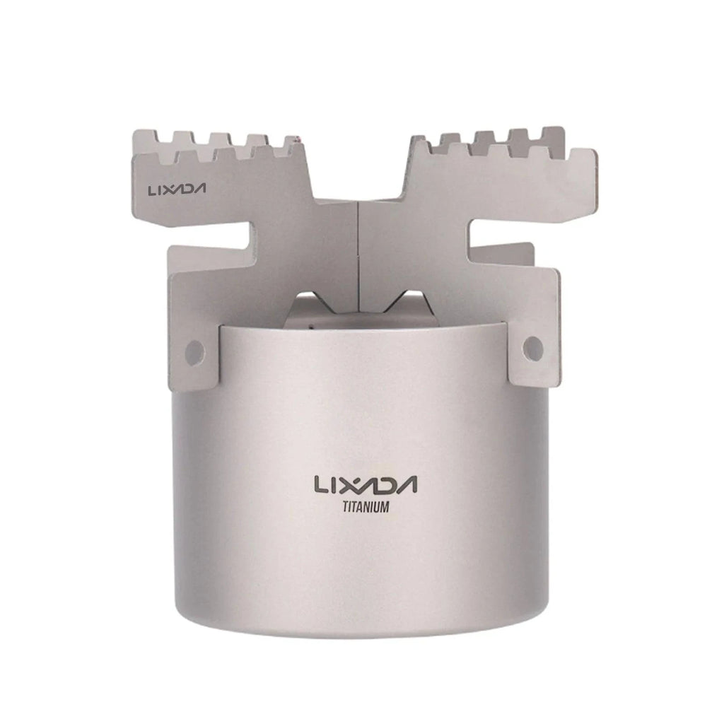 Lixada Mini Alcohol Stove Lightweight Titanium Liquid Spirit Alcohol Stove Furnace with Cross Stand Rack for Outdoor Camping-WAYBIKER