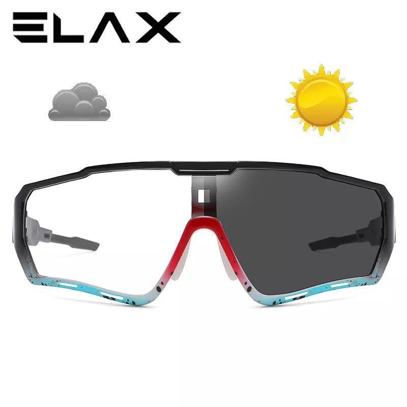 ELAX Brand New Style Photochromic Sunglasses SportsMen Women Mtb Bike Bicycle Eyewear Cycling Glasses-WAYBIKER