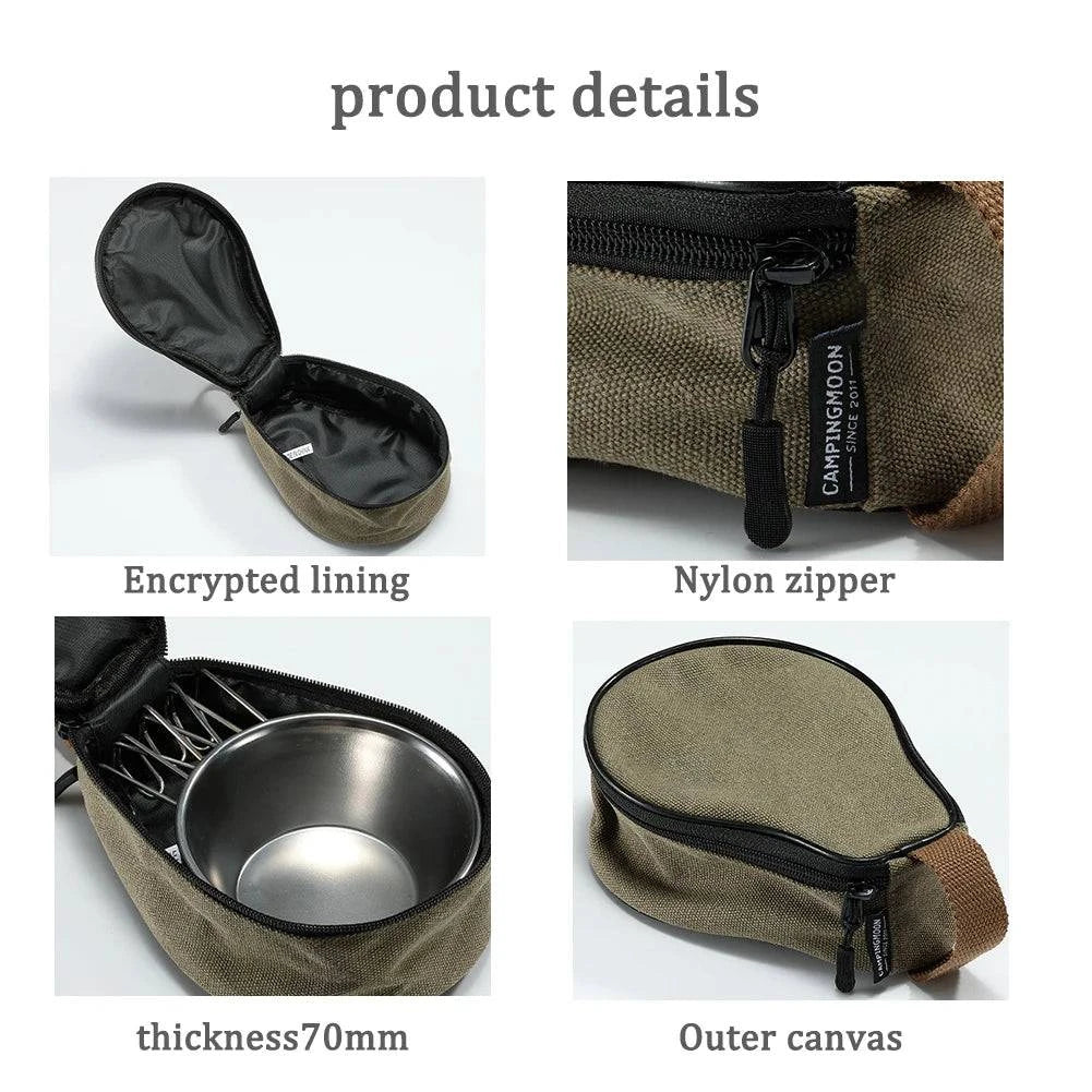 CAMPINGMOON Storage Bag Sierra Cup Bag Sierra Cup Cotton Canvas Camping Bags for Outdoor Camping Hiking Travel Picnic Equipment-WAYBIKER