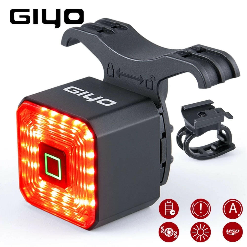 GIYO Bicycle Smart Brake Tail Light USB Charging Glare Tail Light Warning Light Mountain Bike Road Bike Bicycle Accessories