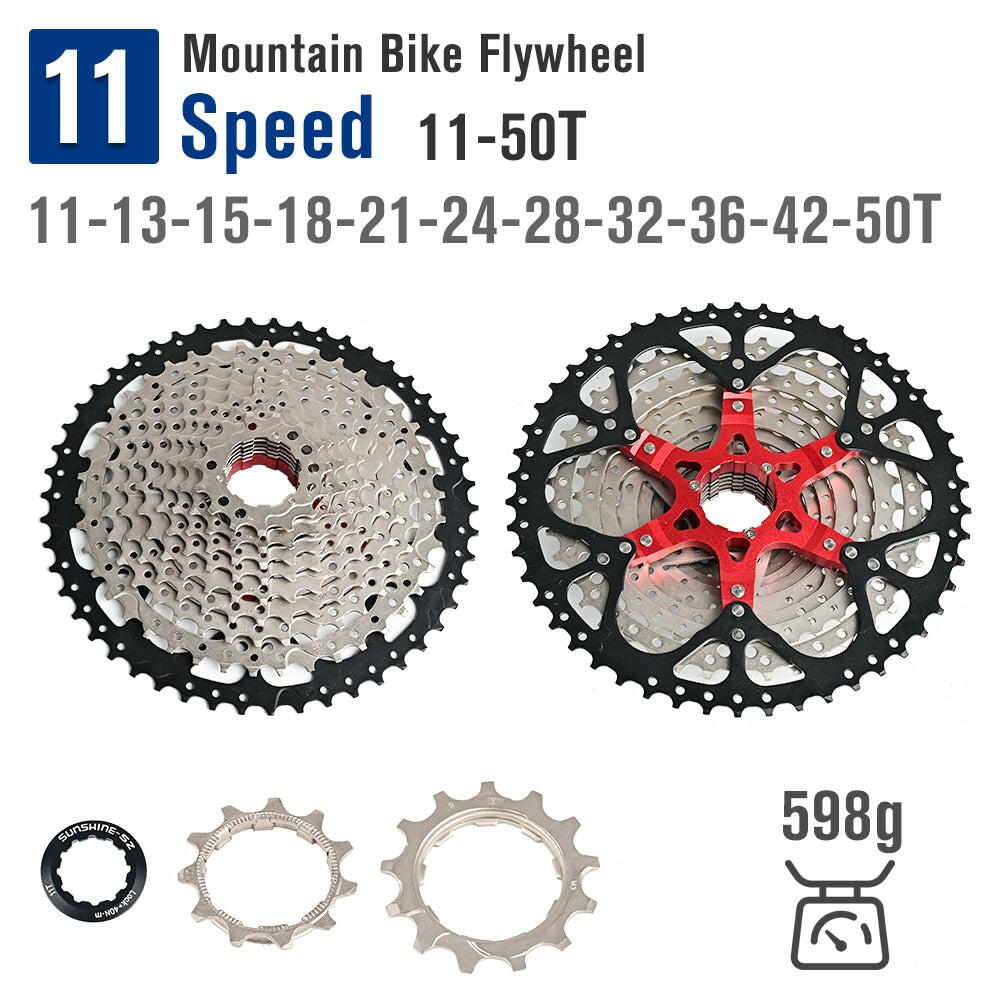 Bicycle Flywheel Sunshine MTB Bike Cassette Freewheel 8 9 10 11 12 Speed 11-32T/36T/40T/42T/50T K7 Sprocket For HG freehub-WAYBIKER