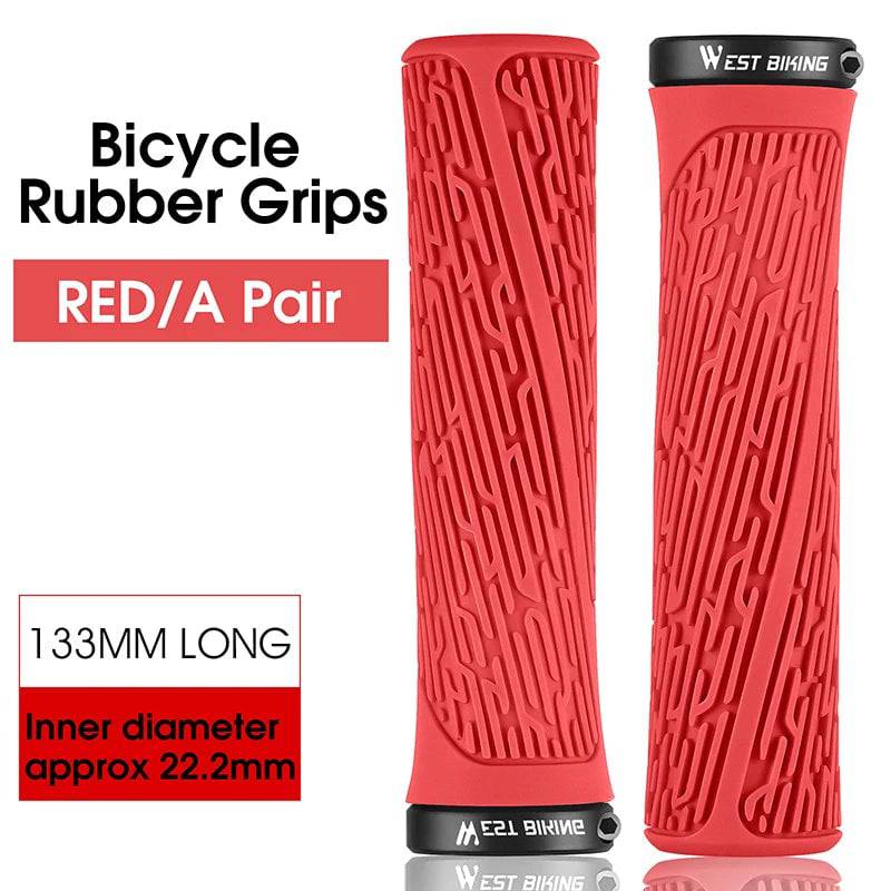 WEST BIKING MTB Handlebar Grips Colorful Mountain Bike Silicone Grips Non-slip Bike Handles Cover Shock Absorption Lock On Grips-WAYBIKER