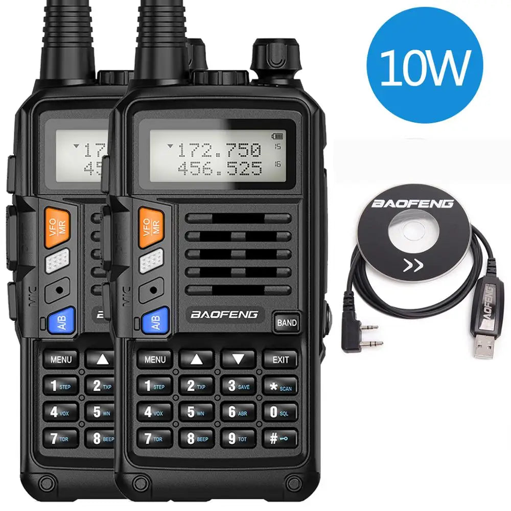 2PCS BaoFeng UV-S9 PLUS Waterproof Walkie Talkie 10W Powerful CB Radio Long Range Portable Two Way Radio set for hunting travel