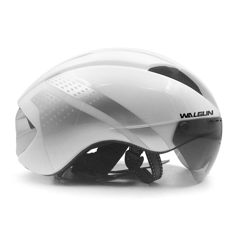 WALGUN Aero Cycling Helmet Road Bike Helmet Adults Lens Goggles Visor Time Trial TT Triathlon Bicycle Helmet M L for Men Women-WAYBIKER