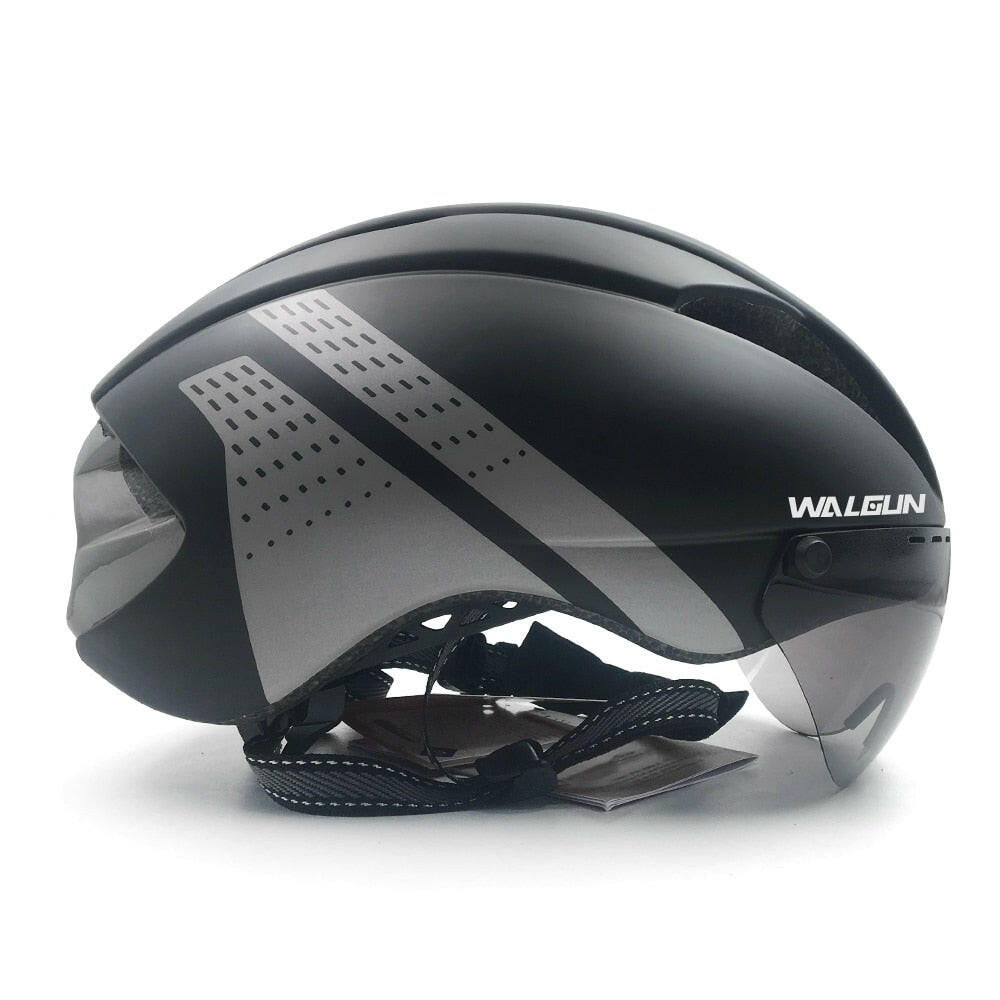 WALGUN Aero Cycling Helmet Road Bike Helmet Adults Lens Goggles Visor Time Trial TT Triathlon Bicycle Helmet M L for Men Women-WAYBIKER