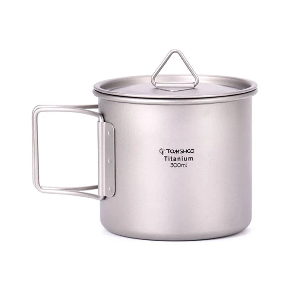 TOMSHOO Ultralight Titanium Cup Outdoor Portable Camping Picnic Water Cup Mug with Foldable Handle 300ml-750ml-WAYBIKER