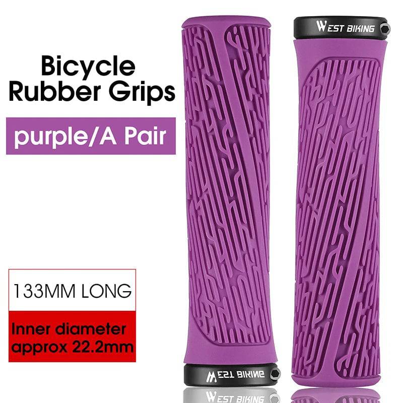 WEST BIKING MTB Handlebar Grips Colorful Mountain Bike Silicone Grips Non-slip Bike Handles Cover Shock Absorption Lock On Grips-WAYBIKER