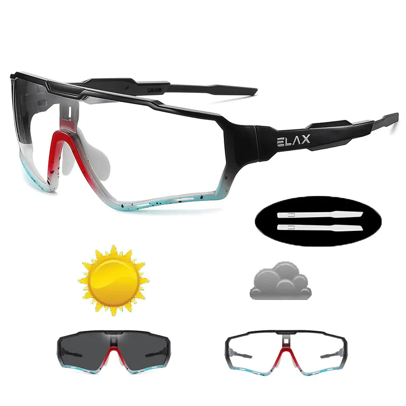 ELAX Brand New Style Photochromic Sunglasses SportsMen Women Mtb Bike Bicycle Eyewear Cycling Glasses-WAYBIKER