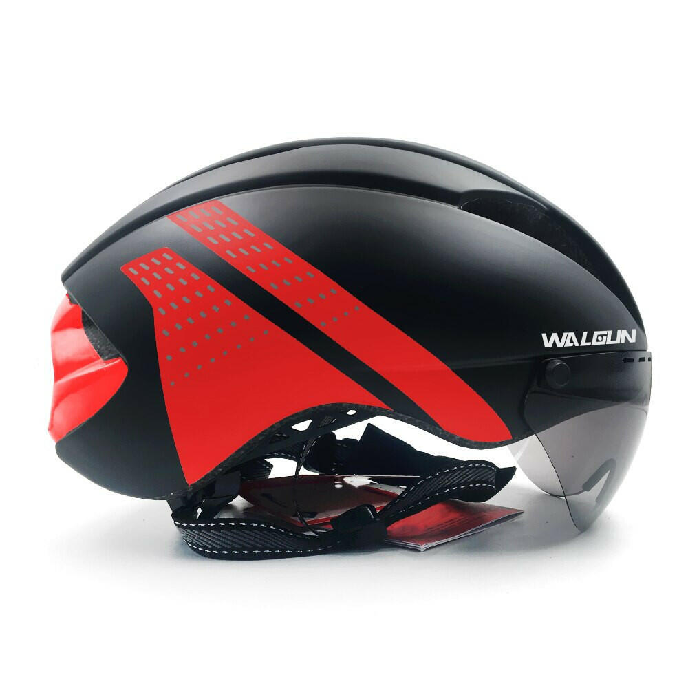 WALGUN Aero Cycling Helmet Road Bike Helmet Adults Lens Goggles Visor Time Trial TT Triathlon Bicycle Helmet M L for Men Women-WAYBIKER