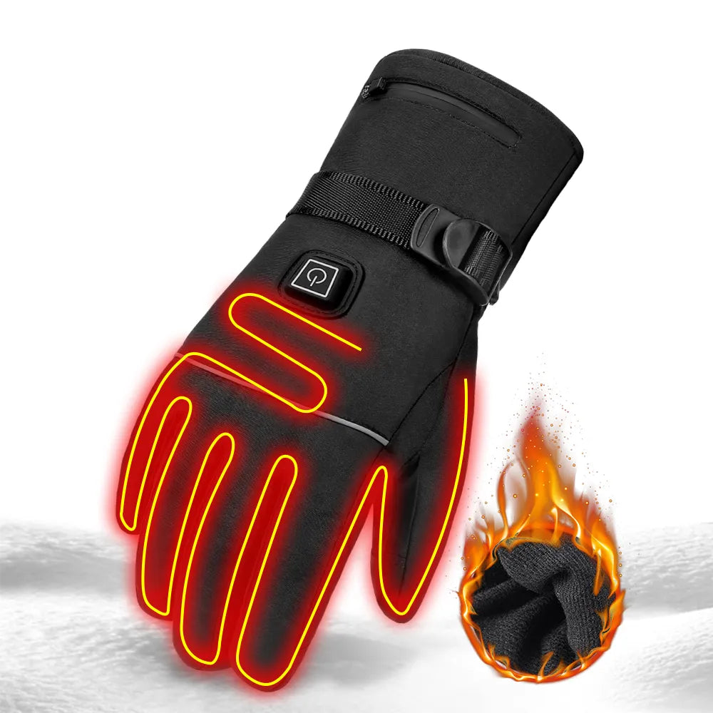 Winter Cycling Gloves Waterproof Heated Guantes Ciclismo Touch Screen Battery Powered Bike Gloves Racing Riding Ski Gloves-WAYBIKER