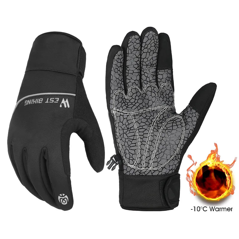 WEST BIKING Bike Gloves Thicken Warm Touch Screen Men Women Cycling Winter Gloves Sport Running Ski MTB Bike Motorcycle Gloves-WAYBIKER