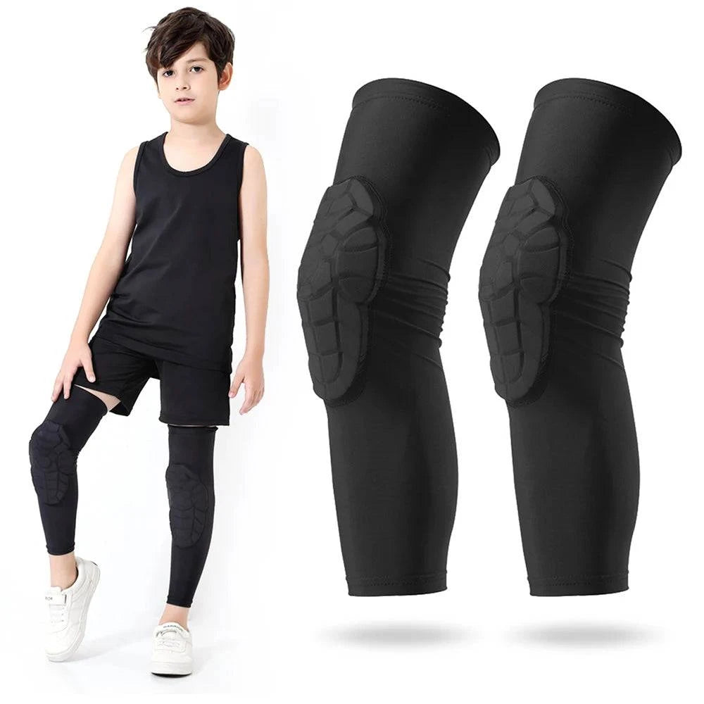Kids Leg Sleeves Knee Pad Anti-Slip Leg Knee Support with Protective Knee Pads for Basketball Volleyball Skating-WAYBIKER