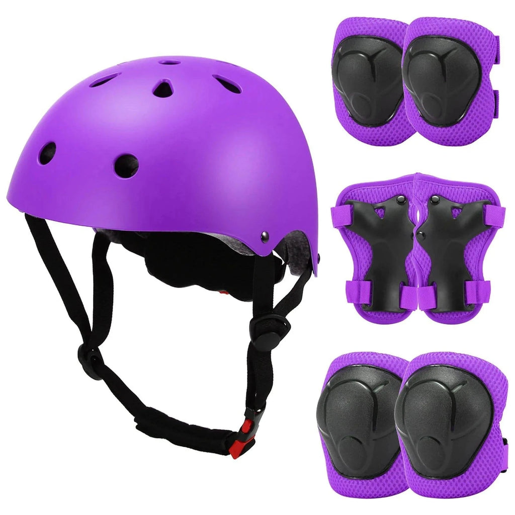 Kids 7 in 1 Helmet and Pads Set Adjustable Kids Knee Pads Elbow Pads Wrist Guards for Scooter Skateboard Roller Skating Cycling-WAYBIKER