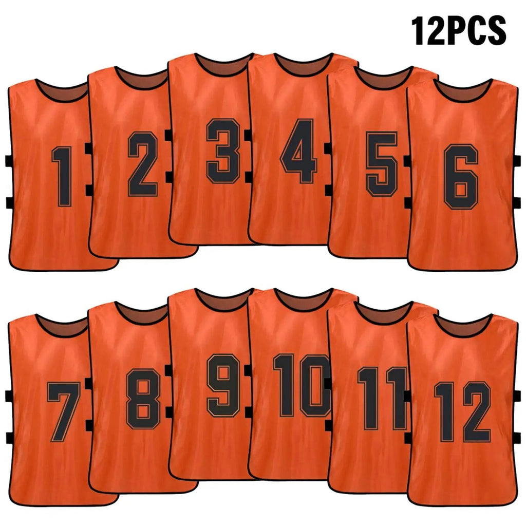 6/12 PCS Adults Soccer Pinnies Quick Drying Football Team Jerseys Sports Soccer Team Training Numbered Bibs Practice Sports Vest-WAYBIKER