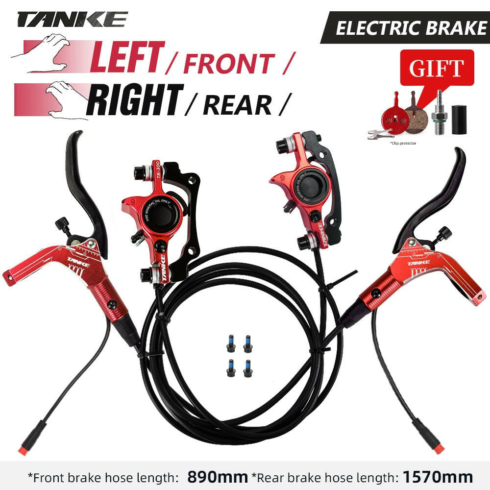 TANKE E-Bike MTB Hydraulic Disc Brake Set Electric E Scooter Power Control Shifter Bicycle Brakes 160mm rotors Aluminum Alloy-WAYBIKER