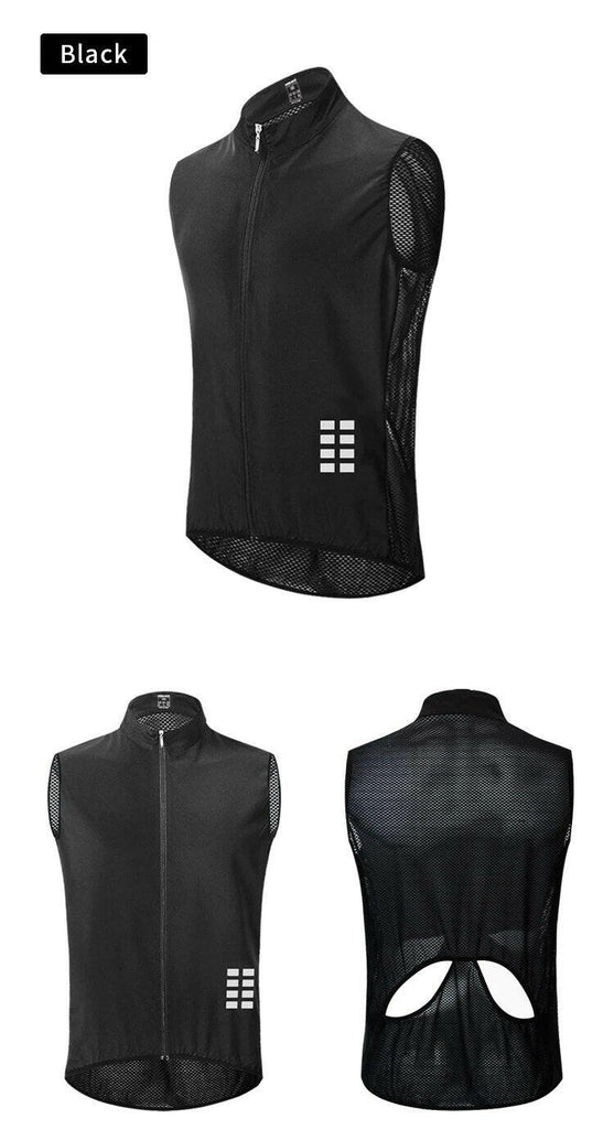 WOSAWE Windproof Cycling Vest Breathable Running Vest MTB Bike Bicycle Reflective Clothing Men Women Sleeveless Cycling Jacket-WAYBIKER