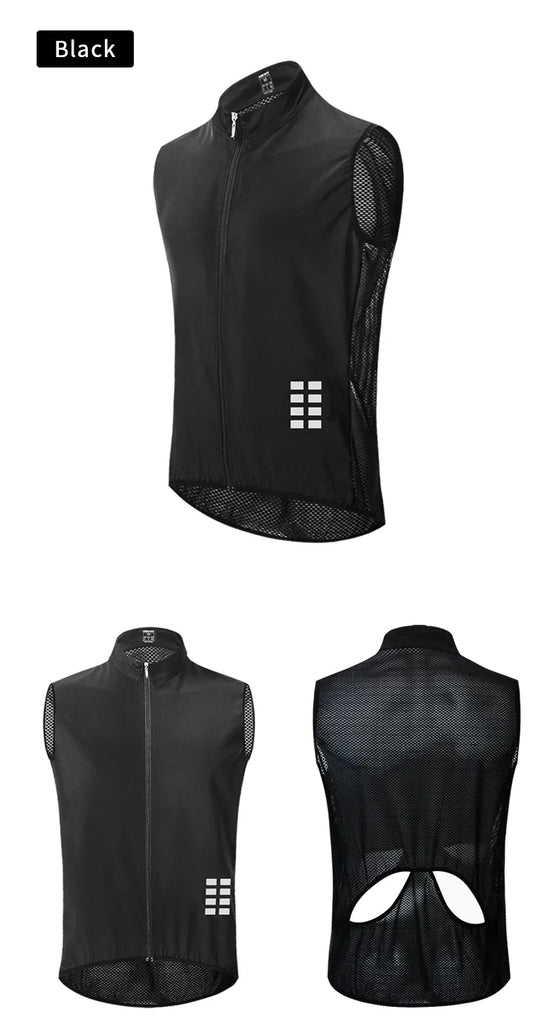 WOSAWE Windproof Cycling Vest Breathable Running Vest MTB Bike Bicycle Reflective Clothing Men Women Sleeveless Cycling Jacket-WAYBIKER