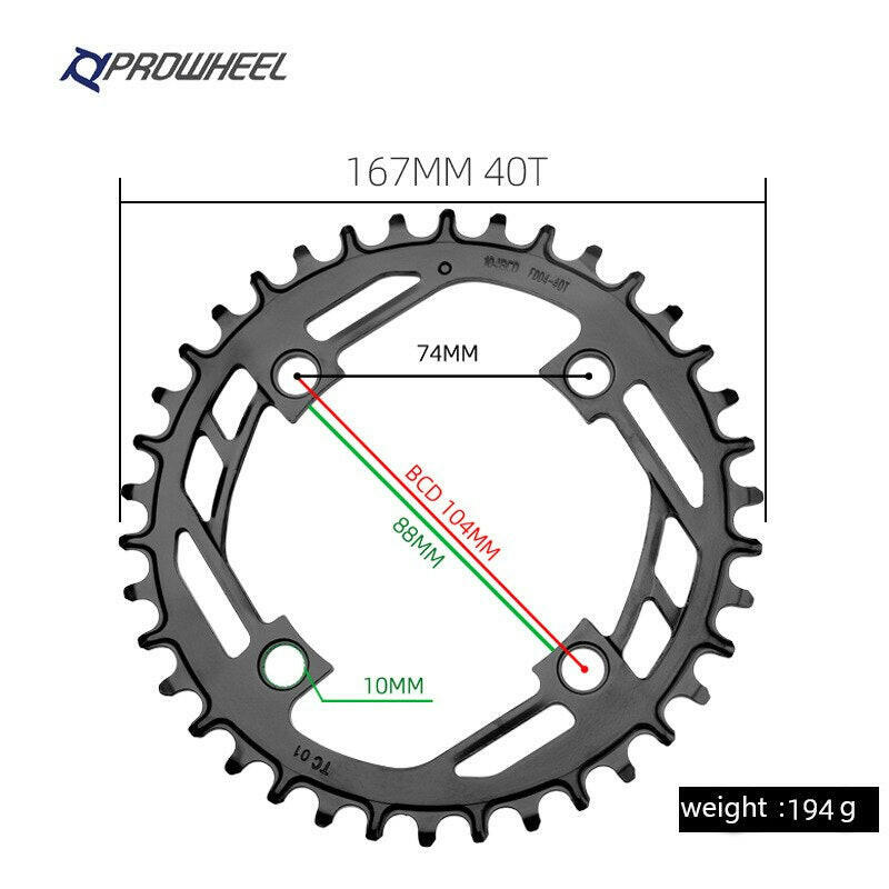 PROWHEEL 32T 34T 36T 38T 40T Mountain Bicycle Narrow Wide Chainring Chain Wheel 104BCD MTB Bike Sprocket Tooth Plate Crank Parts-WAYBIKER