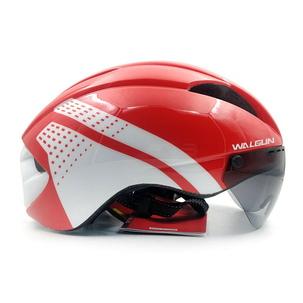 WALGUN Aero Cycling Helmet Road Bike Helmet Adults Lens Goggles Visor Time Trial TT Triathlon Bicycle Helmet M L for Men Women-WAYBIKER