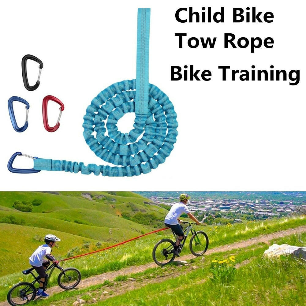 Kids Tow Rope Child Bike Stretch Bungee Cord Compatible With All Mountain Bikes Hooks For Heavy Duty Car Emergency Off Road