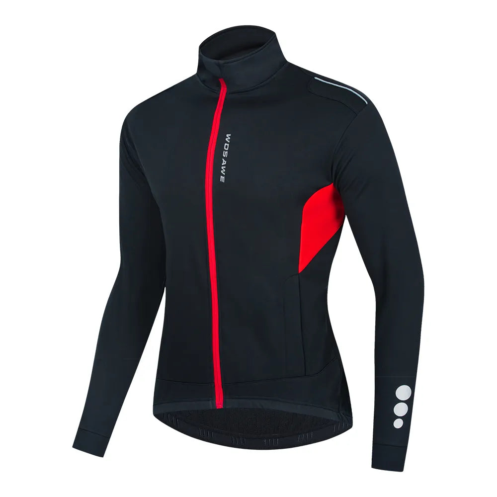 WOSAWE Winter Cycling Jacket Thermal Fleece Clothing Coat Water repellent Windproof Reflective Cycling Jersey Men Sportswear-WAYBIKER